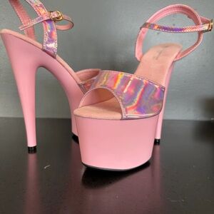 Holographic Pink Platform Heels